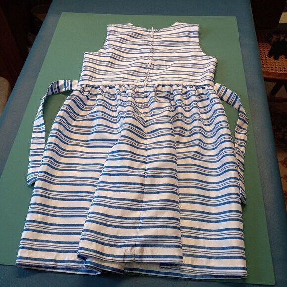 Bonnie Jean Size 16 Girls White with Blue Stripe and Pink Ribbon Bow Dress - Picture 3 of 6